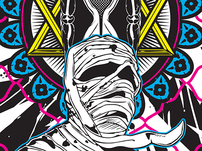 "Ka - ba - akh" cmyk design graphic hourglass illustration masonic mummy pentagram poster spirit time vector