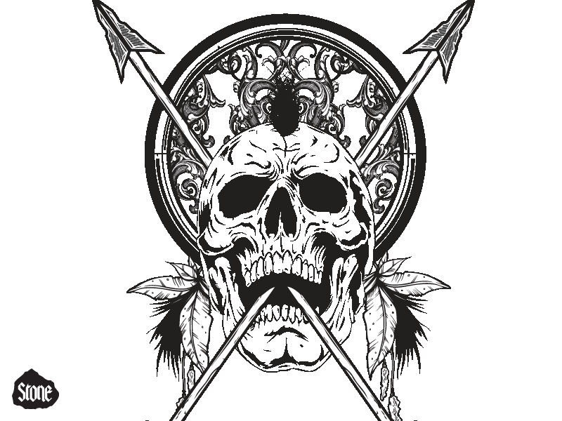 Apache Scalper apache arrows bw clothing design graphic illustration mohawk scalper skull stone vector