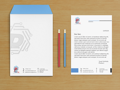 Piedtech letterhead and envelop design