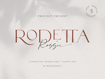 Rodetta Rossie Font Duo + Logos beauty blog calligraphy cassual elegant font fashion font duo handlettering handwritten logo luxury font magazin modern font presentations script serif sophisticated stylish font wedding font