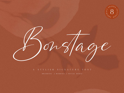 Bonstage Font + Abstract Shapes abstract shapes branding calligraphy casual font classy font diy fashion font handwritten home decor illustration invitation poster script signature social media stylish font wedding