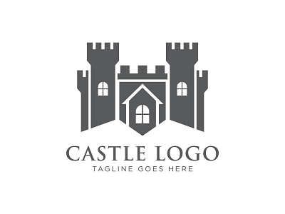 Castle Logo brick building business construction defense fortress foundation logo real estate security tower vector