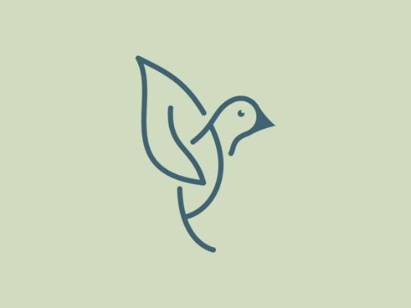 Leaf Bird Logo collibri hummingbird fashion eco modern green dove nature vector monoline outline bird leaf logo