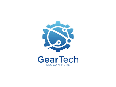 GearTech Logo cogwheel digital engineering factory gear industry logo machine mechanic technology vector