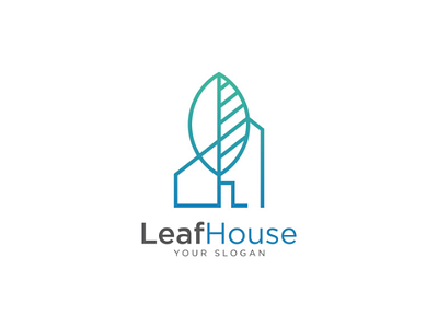 Leaf House Logo architecture building city ecology home hotel house landscape leaf logo real estate residence vector