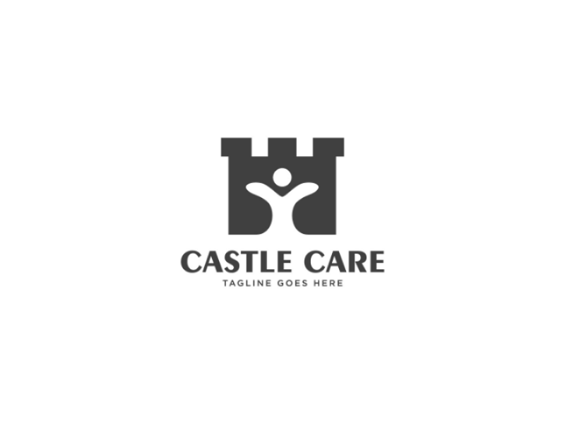 Castle Care Logo community security kingdom fortress building people health care castle vector logo