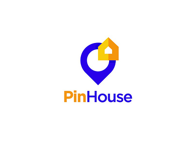 Pin House Logo aplications app architecture business home house internet location logo map modern pin property real estate rent spot technology travel vector web