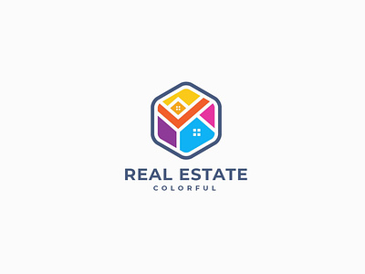 Colorful Real Estate Logo apartment architecture building colorful company condo construction cottage home house logo luxury moder office property real estae rent studio urban vector