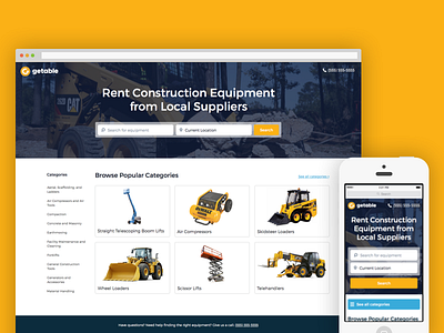 Construction Equipment Marketplace ecommerce marketplace responsive rwd web