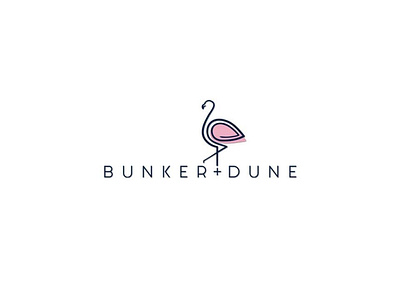 BUNKER+DUNE flamingo illustration logo vector