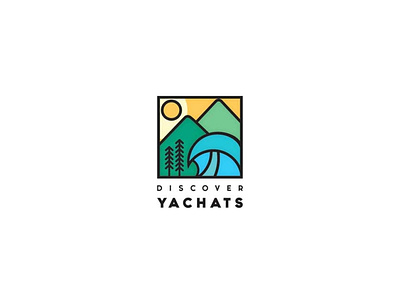 Discover Yachats illustration logo mountains trees vector wave