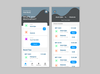 Bus Ticket App animation app design ui ux