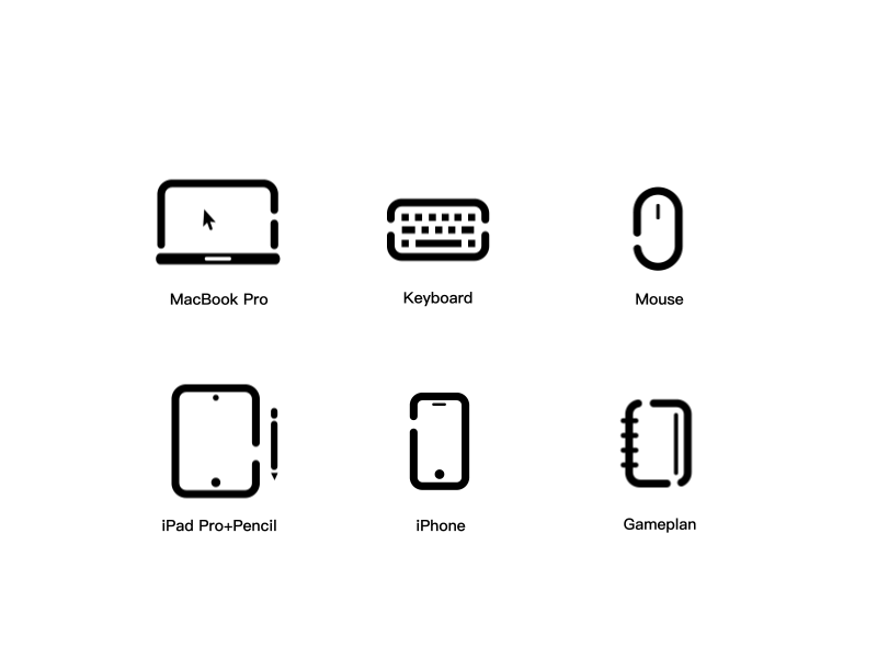 Designer's tool / icons / animation animation designer gameplan icon ipad pro iphone keyboard macbook pro mouse pencil
