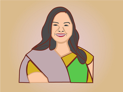 Lady in an Indian Saree design illustration minimal vector