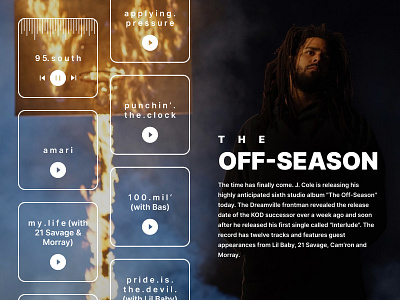 J. Cole - THE OFF-SEASON clean dark design hiphop music music player webdesign
