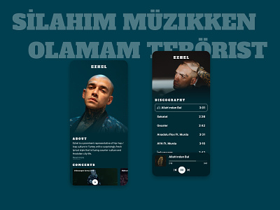 About Ezhel | Music clean dark design green hiphop mobile mobile design mobile ui music music player rap reggae turkey turqoise