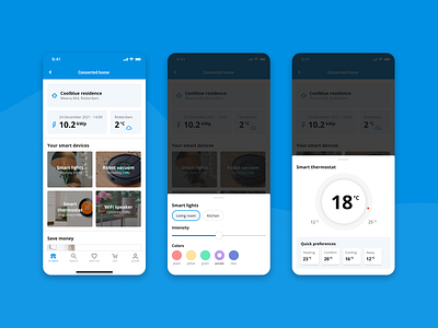 Experiment Smart Home app app design blue dashboard design ecommerce mobile mobile app smart smart home smarthome ui ui design