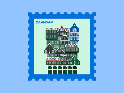 Post Stamp Zaandam blue branding colors design experiment graphic graphic design green illustration illustrations netherlands