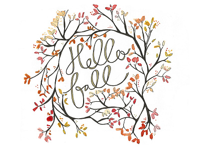 Hello Fall design drawing free hand hand lettering paint painting photography photoshop type typography watercolor