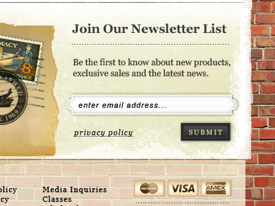 Newsletter Signup brick ecommerce form newsletter paper sign up signup texture vintage web