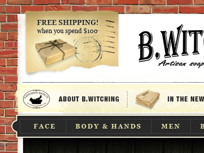 Header brick ecommerce header navigation paper shipping texture vintage web