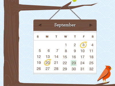 Wood Calendar archer calendar cardinal ui wood wood grain