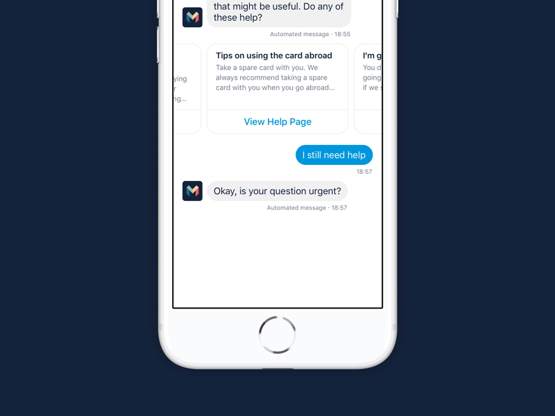 Quick Reply Buttons bank bank app chat bubble chat ui customer service customer support fintech monzo motion design product design ui ux