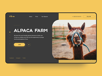 Alpaca farm alpaca animal design figma landing minimal typography ui ux web web design website