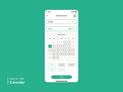 Daily UI 038 Calendar calendar dailyui 038 dailyui100