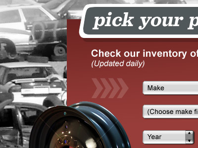 Pick-A-Part Web comp a comp dropdown gray part pick red web