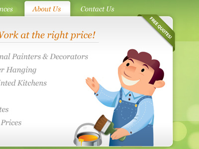Property maintenance company website character design green illustration web