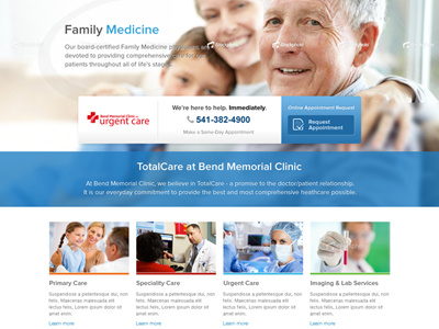 Clinic Homepage big photo grid homepage layout web design