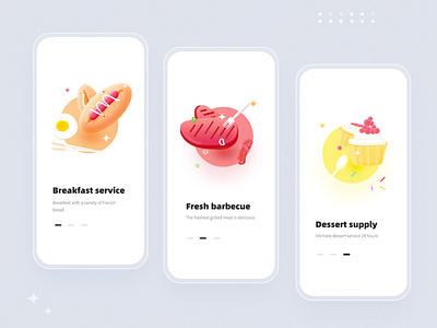 Food Guide page food food app food illustration icon illustration ui 引导页 美食 面包