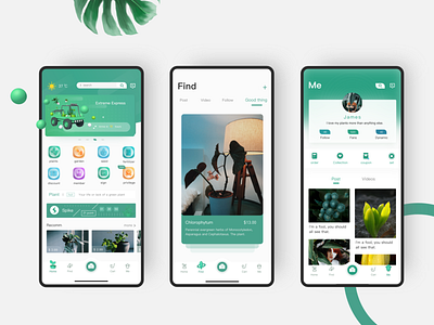 Plant social app mobile ui