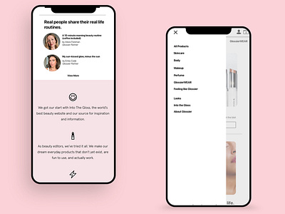 Glossier Mobile branding design glossier ui web