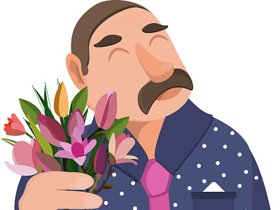 A man gives a bouquet of flowers bouquet flowers for a holiday illustration man shirt tie vector