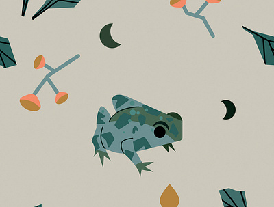 Frog pattern ai design geometrical illustration midcentury pattern vector wildlife