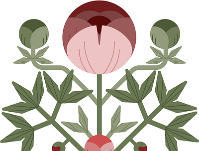 Botanical poster ai botanical geometrical illustration midcentury peony vector vintagecolor