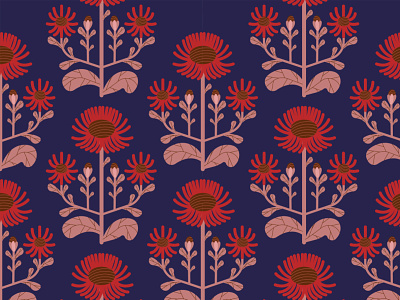 Aster pattern ai botanical floral floralpattern folk geometrical illustration pattern vector vintagecolor
