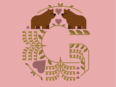 Initials ai botanical design folk geometrical illustration logo midcentury vector