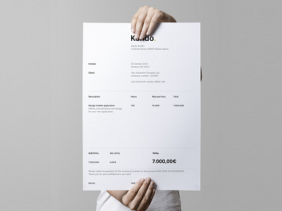 Kendo's invoice branding clean grid invoice print simple