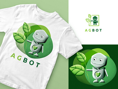 AgBot t-shirt agriculture agro bot character green illustraion leaf logo robot t shirt tshirt