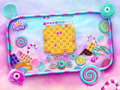 Game desktop design candy casino clouds design desktop game illustration jelly keno sweets