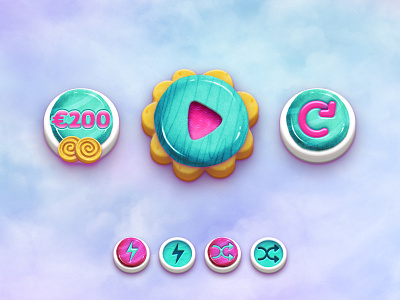 Game buttons button buttons candy casino clouds cute design game game buttons illustration jelly keno play start sweets