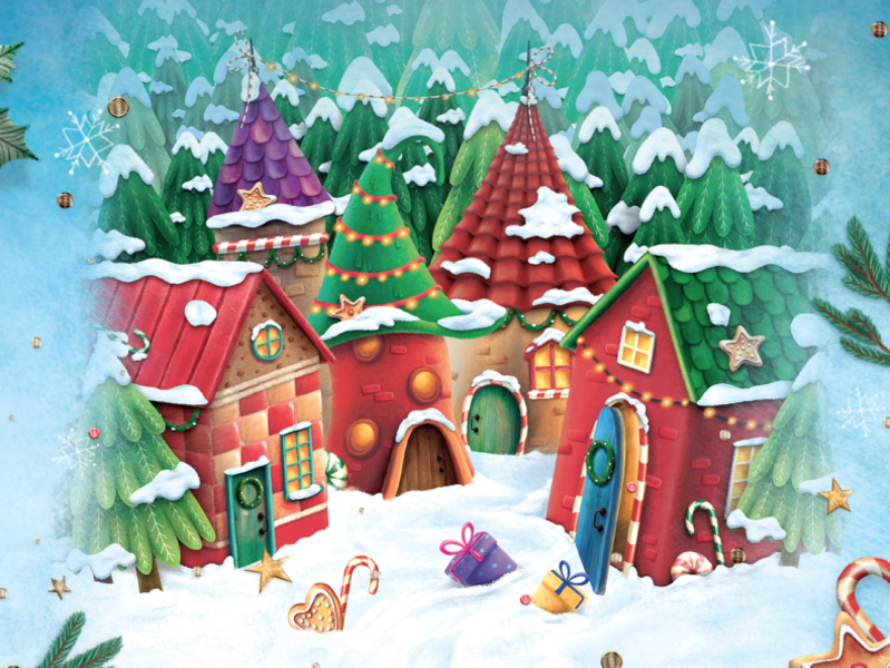 Download Christmas Village Illustration By Iliana Stavreva On Dribbble PSD Mockup Templates