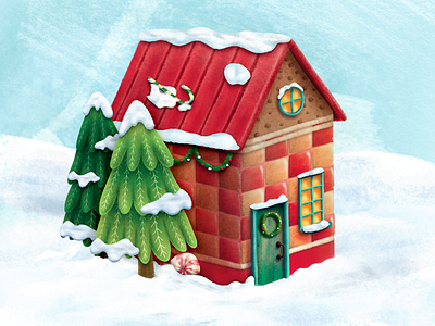 Christmas Village Board Game House board game candy christmas game house illustration kids snow tree village winter