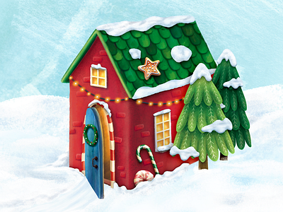 Christmas Village Board Game House board game candy christmas game house illustration kids snow tree village winter