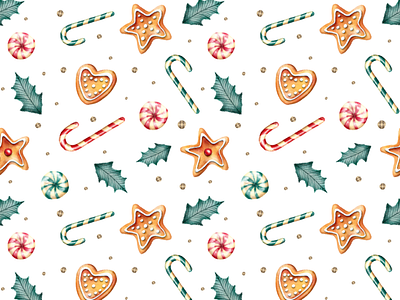 Christmas pattern candy cane christmas cookie cookies illustration kids leaf pattern sweets winter