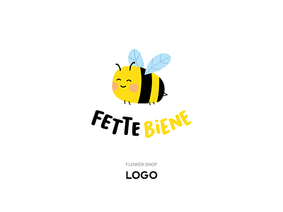 Flower shop logo bee cute eshop fat flower illustration insect logo shop