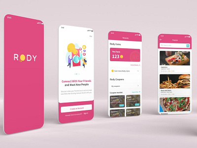 RODY - Social Delivery App app delivery app food delivery mobile app mobile app design social media ux uxui